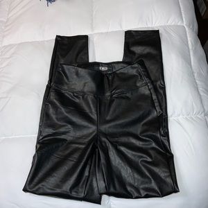 Small black leather pants